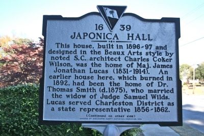 Japonica Hall / Maj. J.J. Lucas Marker (front). Click for full size. Japonica Hall / Maj. J.J. Lucas Marker (front) image. Click for full size.