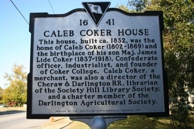 Caleb Coker House Marker image. Click for full size.