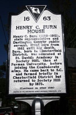 Henry C. Burn House Marker (front). Click for full size. Henry C. Burn House Marker (front) image. Click for full size.