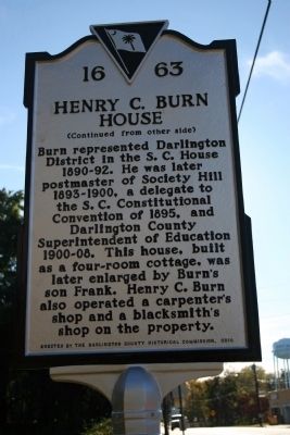 Henry C. Burn House Marker (reverse) image. Click for full size.
