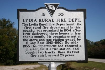 Lydia Rural Fire Dept. Marker image. Click for full size.