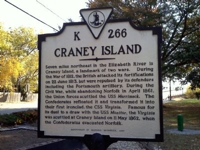Craney Island Marker K 266 close-up. Click for full size. Craney Island Marker K 266 close-up image. Click for full size.