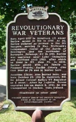 Revolutionary War Veterans Marker (Side A) image. Click for full size.