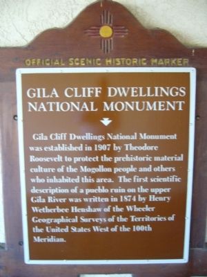 Gila Cliff Dwellings National Monument Marker image. Click for full size.