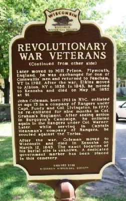 Revolutionary War Veterans Marker (Side B) image. Click for full size.