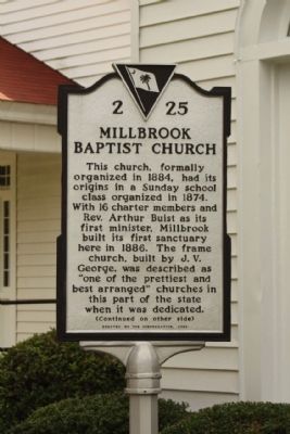 Millbrook Baptist Church Marker image. Click for full size.