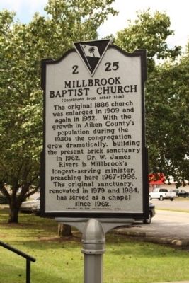 Millbrook Baptist Church Marker, reverse side. Click for full size. Millbrook Baptist Church Marker, reverse side image. Click for full size.