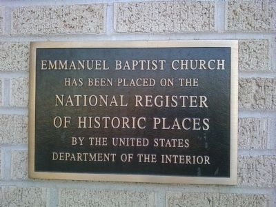 Emmanuel Baptist Church NRHP plaque image. Click for full size.