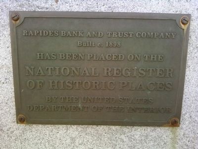 Old Rapides Bank Building NRHP plaque image. Click for full size.