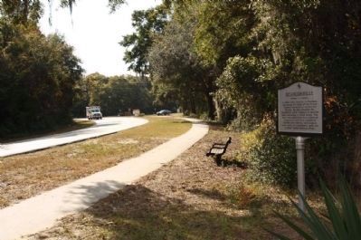 Scanlonville Marker, looking south along Mathis Ferry Road. Click for full size. Scanlonville Marker, looking south along Mathis Ferry Road image. Click for full size.