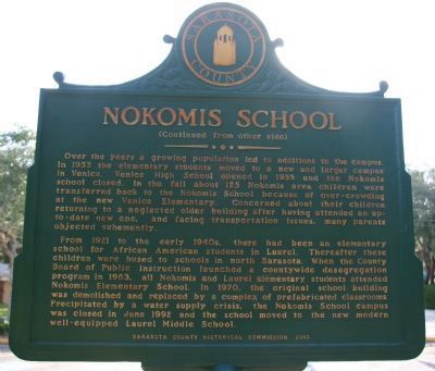 Nokomis School Marker Reverse image. Click for full size.