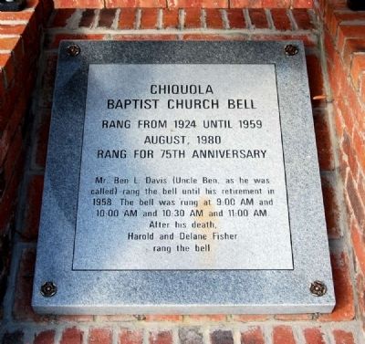 Chiquola Baptist Church Bell Marker image. Click for full size.