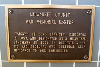 Milwaukee County War Memorial Marker image. Click for full size.