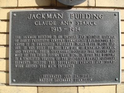 Jackman Building Marker. Click for full size. Jackman Building Marker image. Click for full size.