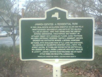 Jamaica Estates - A Residential Park Marker image. Click for full size.