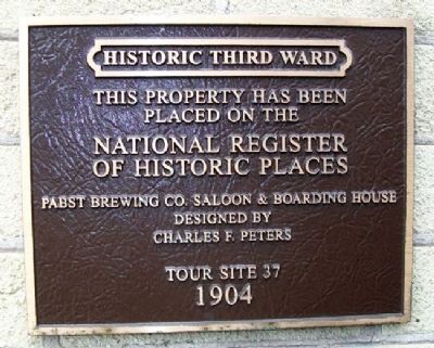 Pabst Brewing Company Saloon & Boarding House Marker. Click for full size. Pabst Brewing Company Saloon & Boarding House Marker image. Click for full size.