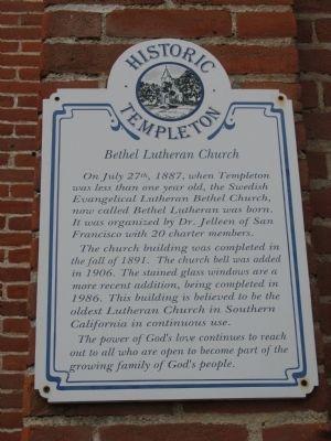 Bethel Lutheran Church Marker image. Click for full size.