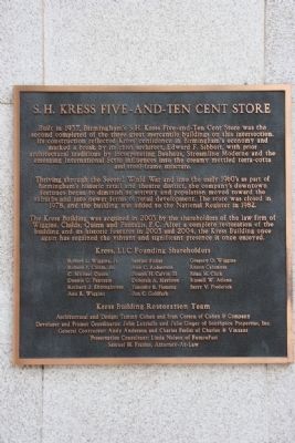 S. H. Kress Five-And-Ten Cent Store Marker image. Click for full size.