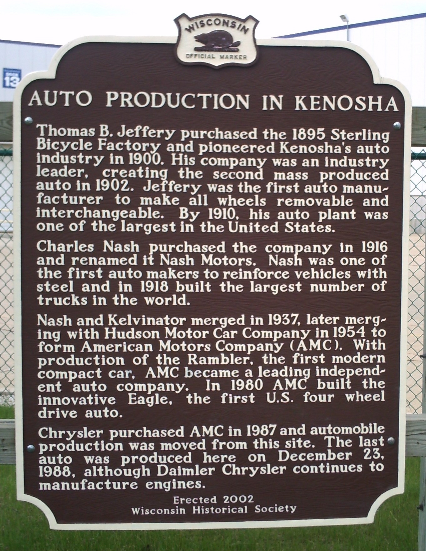 Auto Production in Kenosha Marker
