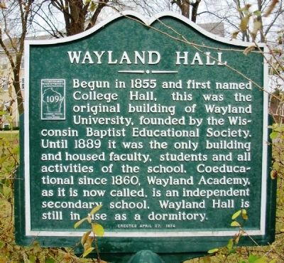 Wayland Hall Marker image. Click for full size.