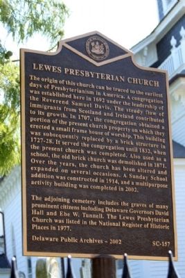 Lewes Presbyterian Church Marker image. Click for full size.
