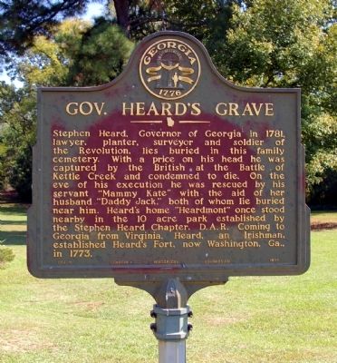 Gov. Heard’s Grave Marker. Click for full size. Gov. Heard’s Grave Marker image. Click for full size.