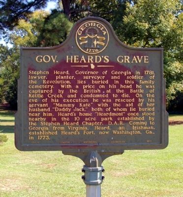 Gov. Heard’s Grave Marker image. Click for full size.