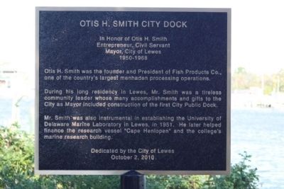Otis H. Smith City Dock Marker image. Click for full size.