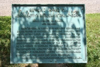 98th Ohio Infantry. Marker. Click for full size. 98th Ohio Infantry. Marker image. Click for full size.