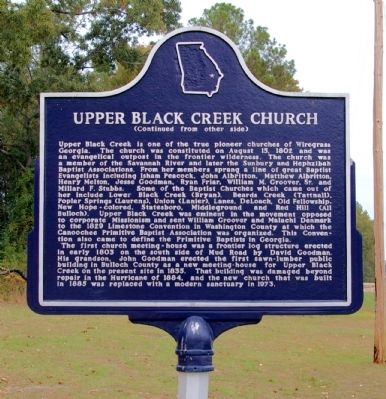 Upper Black Creek Church Marker (Side 2) image. Click for full size.