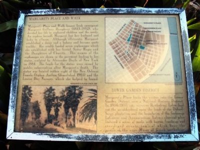 Margaret's Place and Walk / Lower Garden District Marker. Click for full size. Margaret's Place and Walk / Lower Garden District Marker image. Click for full size.