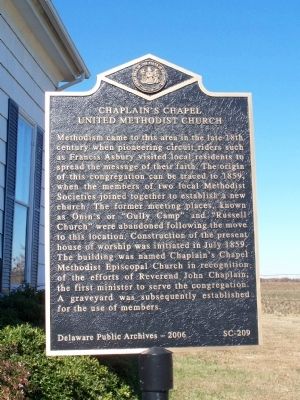 Chaplain's Chapel United Methodist Church Marker image. Click for full size.