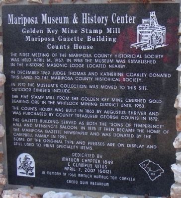 Mariposa Museum and History Center Marker image. Click for full size.