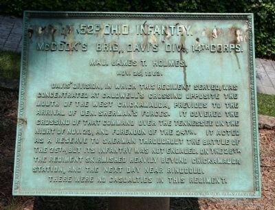 52d Ohio Infantry. Marker. Click for full size. 52d Ohio Infantry. Marker image. Click for full size.