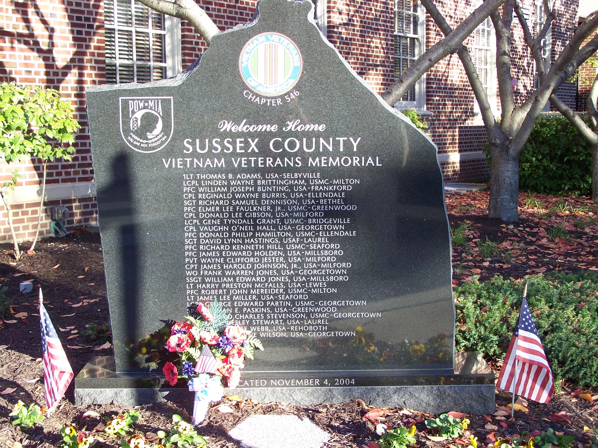 Sussex County Vietnam Veterans Memorial Marker