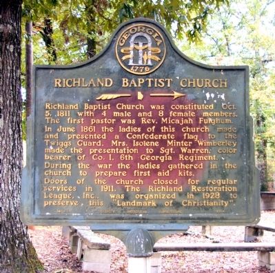 Richland Baptist Church Marker image. Click for full size.
