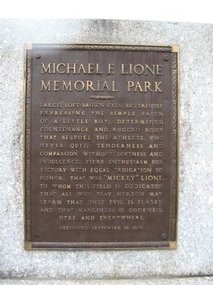 Michael F. Lione Memorial Park Marker image. Click for full size.