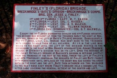 Finley's (Florida) Brigade Marker. Click for full size. Finley's (Florida) Brigade Marker image. Click for full size.