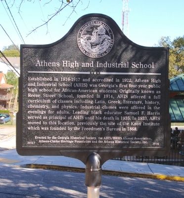 Athens High and Industrial School Marker. Click for full size. Athens High and Industrial School Marker image. Click for full size.