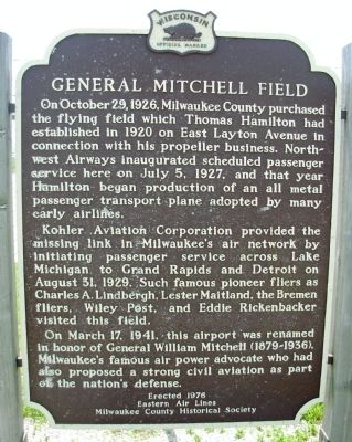 General Mitchell Field Marker image. Click for full size.