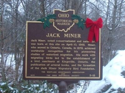 Jack Miner Marker. Click for full size. Jack Miner Marker image. Click for full size.