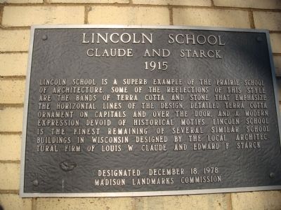 Lincoln School Marker. Click for full size. Lincoln School Marker image. Click for full size.