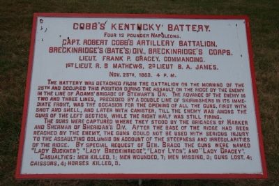 Cobb's Kentucky Battery. Marker image. Click for full size.