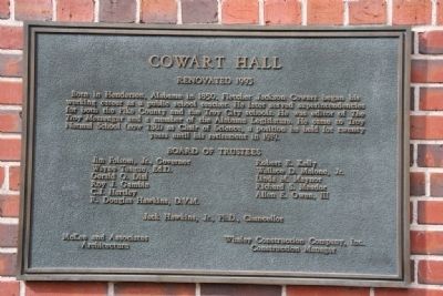 Cowart Hall Marker. Click for full size. Cowart Hall Marker image. Click for full size.