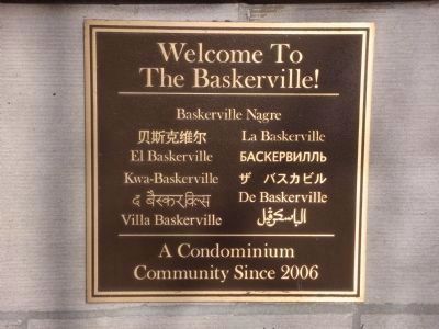 Baskerville Apartments Sign image. Click for full size.