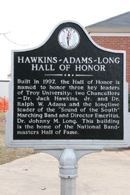 Hawkins-Adams-Long Hall Of Honor Marker. Click for full size. Hawkins-Adams-Long Hall Of Honor Marker image. Click for full size.