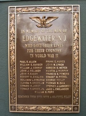 Edgewater World War II Memorial. Click for full size. Edgewater World War II Memorial image. Click for full size.
