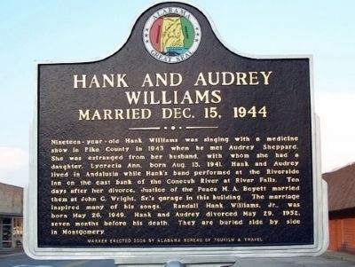 Hank and Audrey Williams Marker - Side B image. Click for full size.