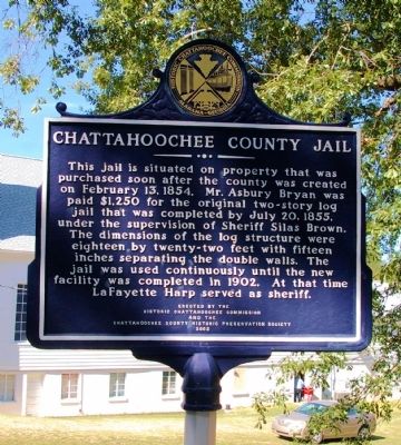Chattahoochee County Jail Marker, Side 1. Click for full size. Chattahoochee County Jail Marker, Side 1 image. Click for full size.