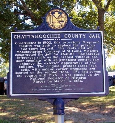 Chattahoochee County Jail Marker, Side 2. Click for full size. Chattahoochee County Jail Marker, Side 2 image. Click for full size.
